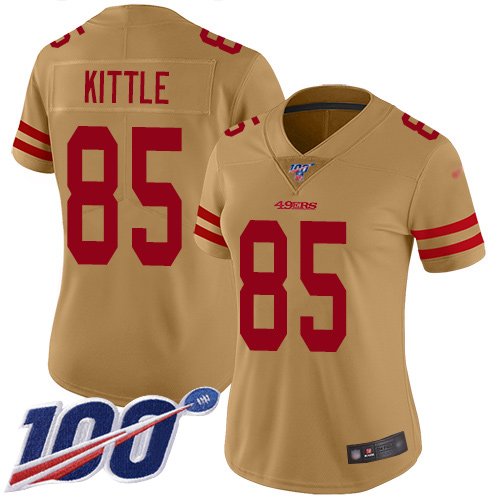 San Francisco 49ers Limited Gold Women George Kittle NFL Jersey #85 100th Season Vapor Untouchable Inverted